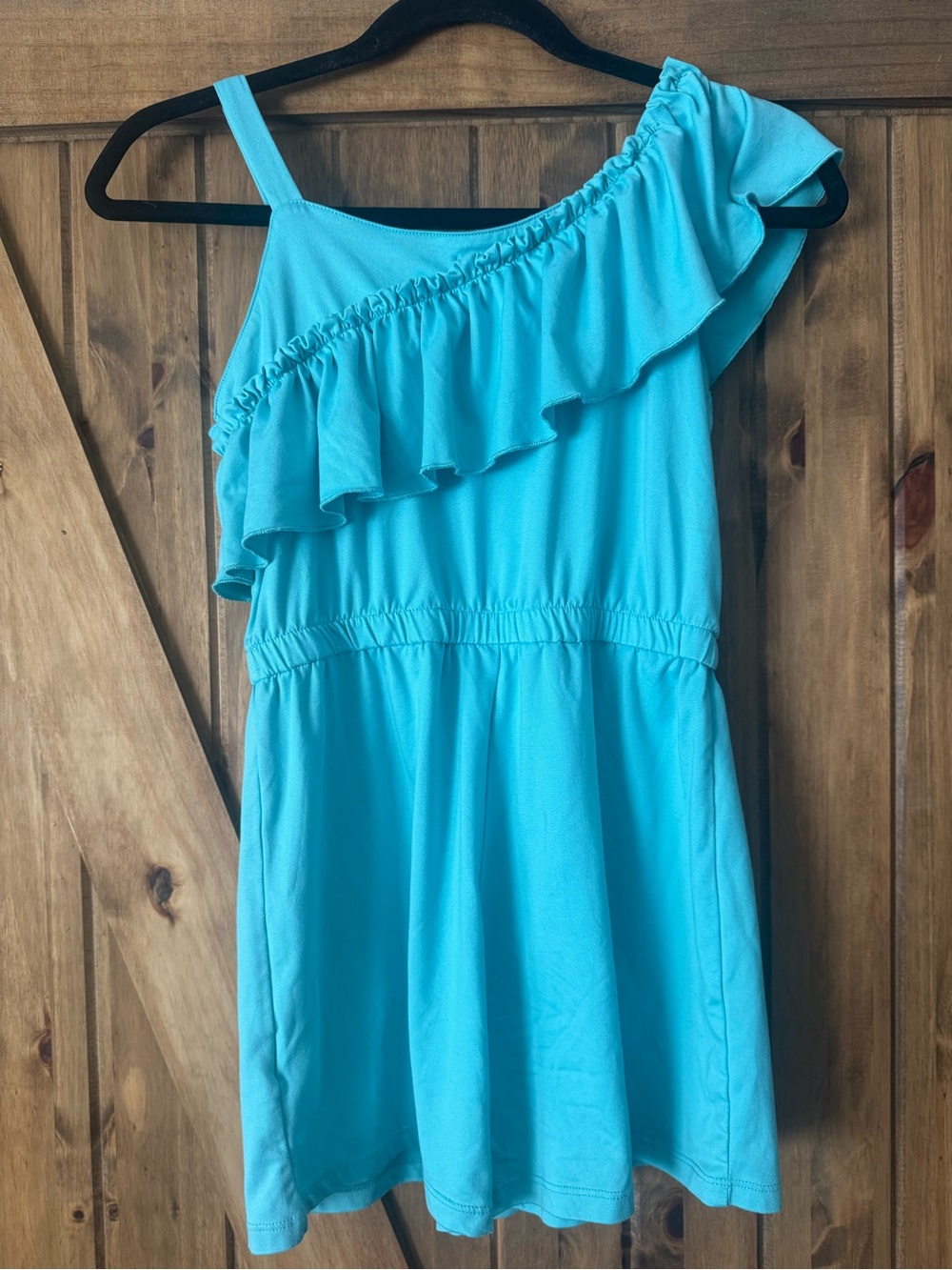 BCBGirls Turquoise One-Shoulder Ruffle Romper - Picture 3 of 3